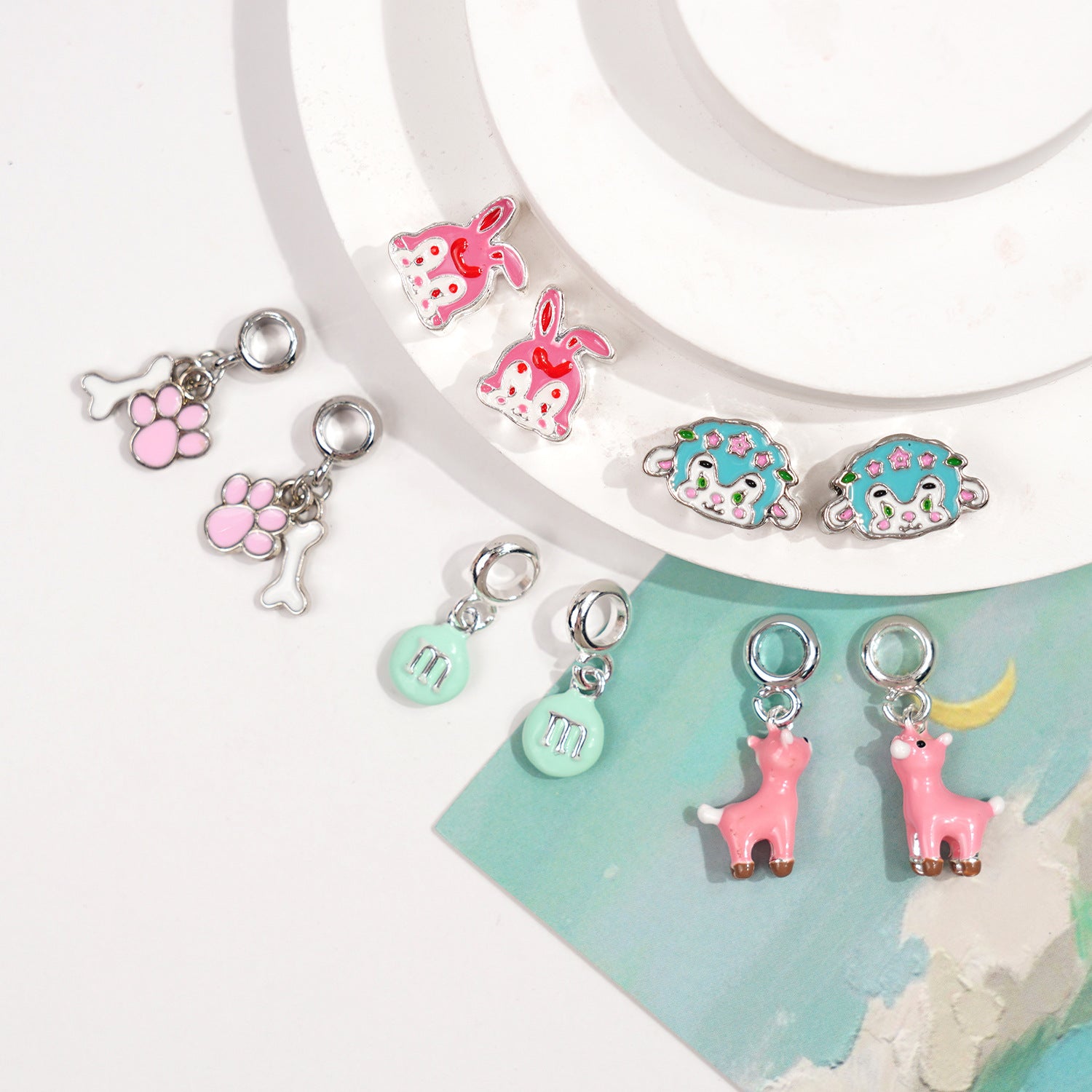 Alpaca Pendant In Alloy With Enamel Craftsmanship, 1 PCS Package, Cartoon Style Jewelry Accessory