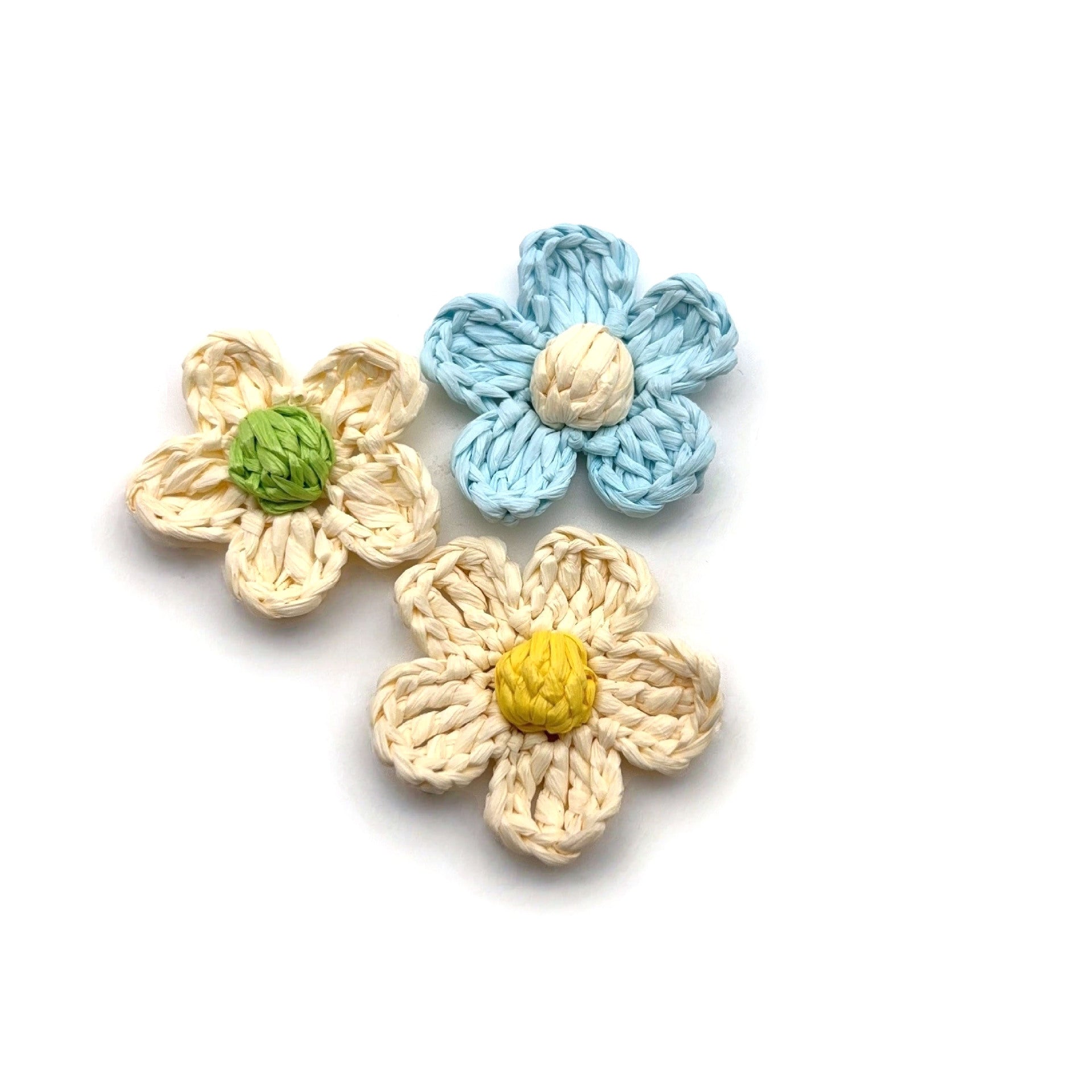 Knitted Raffia Flowers Jewelry Accessories In Blue Featuring Pastoral Style