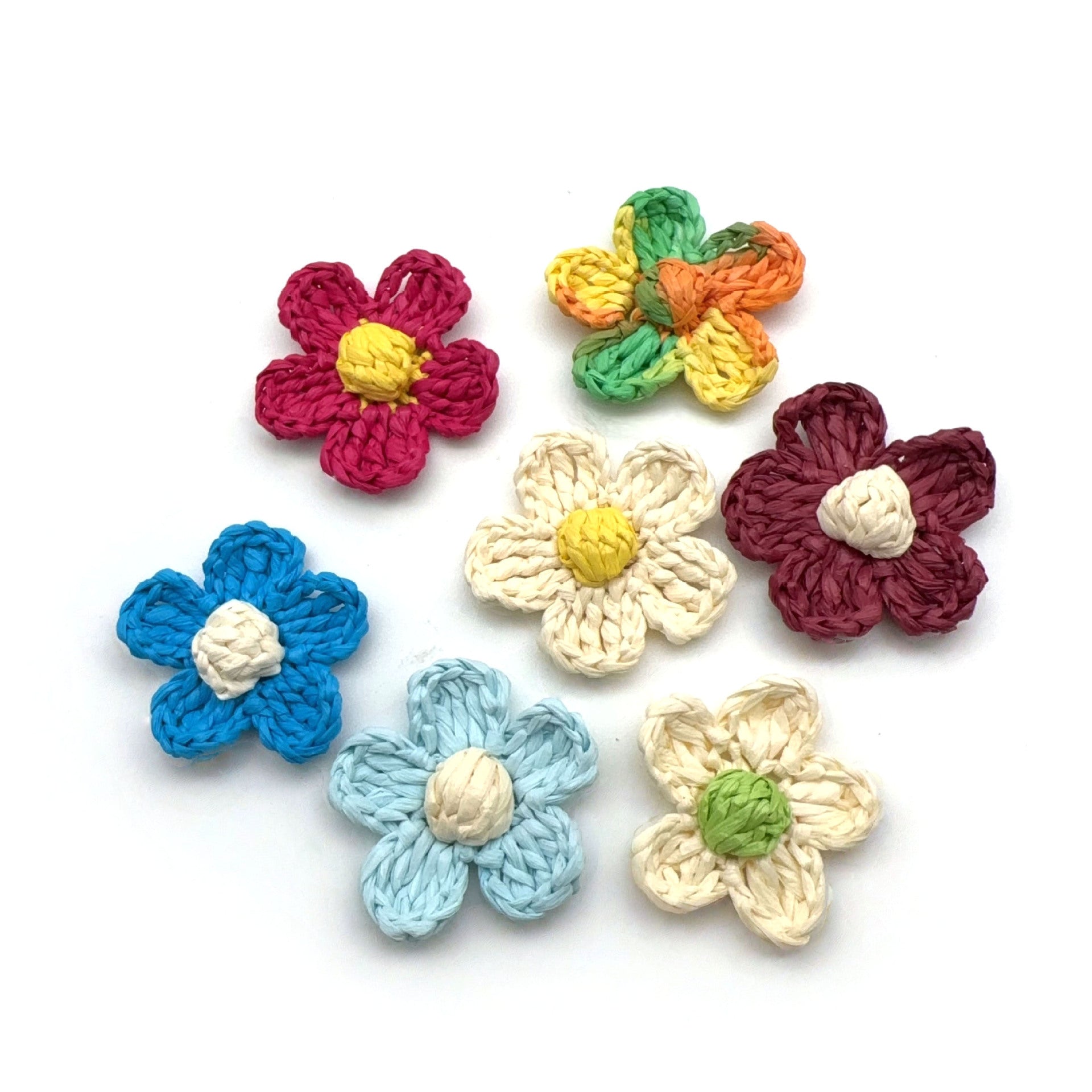 Knitted Raffia Flowers Jewelry Accessories In Blue Featuring Pastoral Style