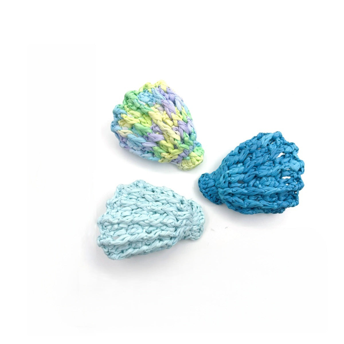 Knitted Raffia Shell Pattern Jewelry Accessory In Dark Blue, Perfect For Vacation Style