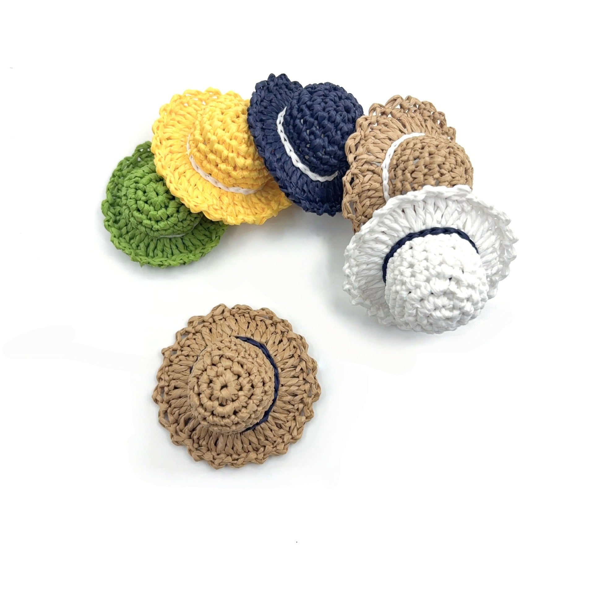 Knitting Jewelry Accessories Made With Raffia In Yellow Color