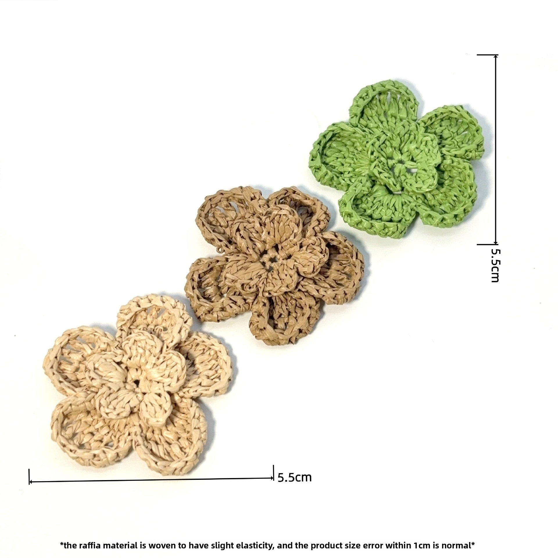 Knitted Raffia Flowers Jewelry Accessories In Green, Featuring Commute Style
