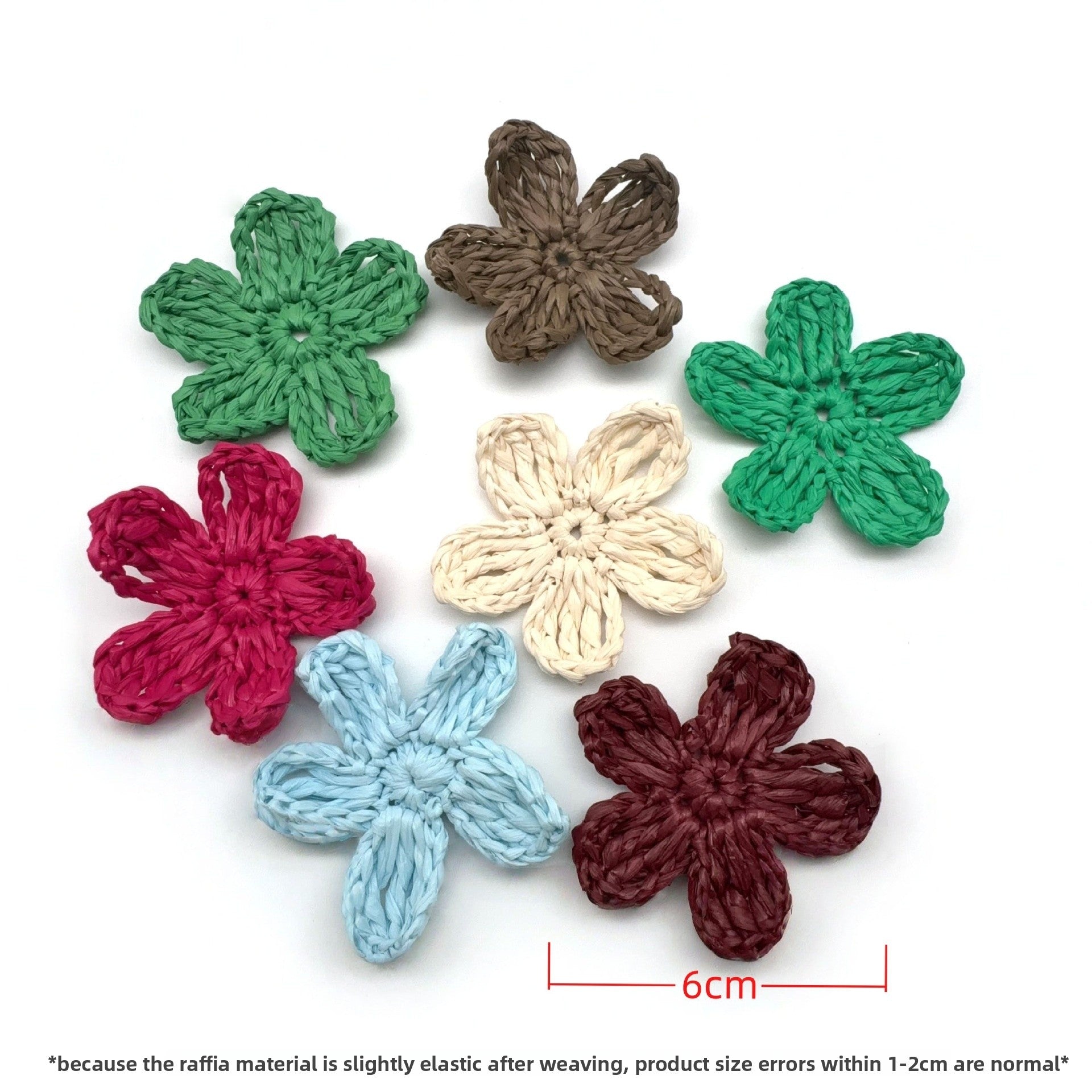 Original Design Knitted Raffia Flowers Jewelry Accessories In Rose Red