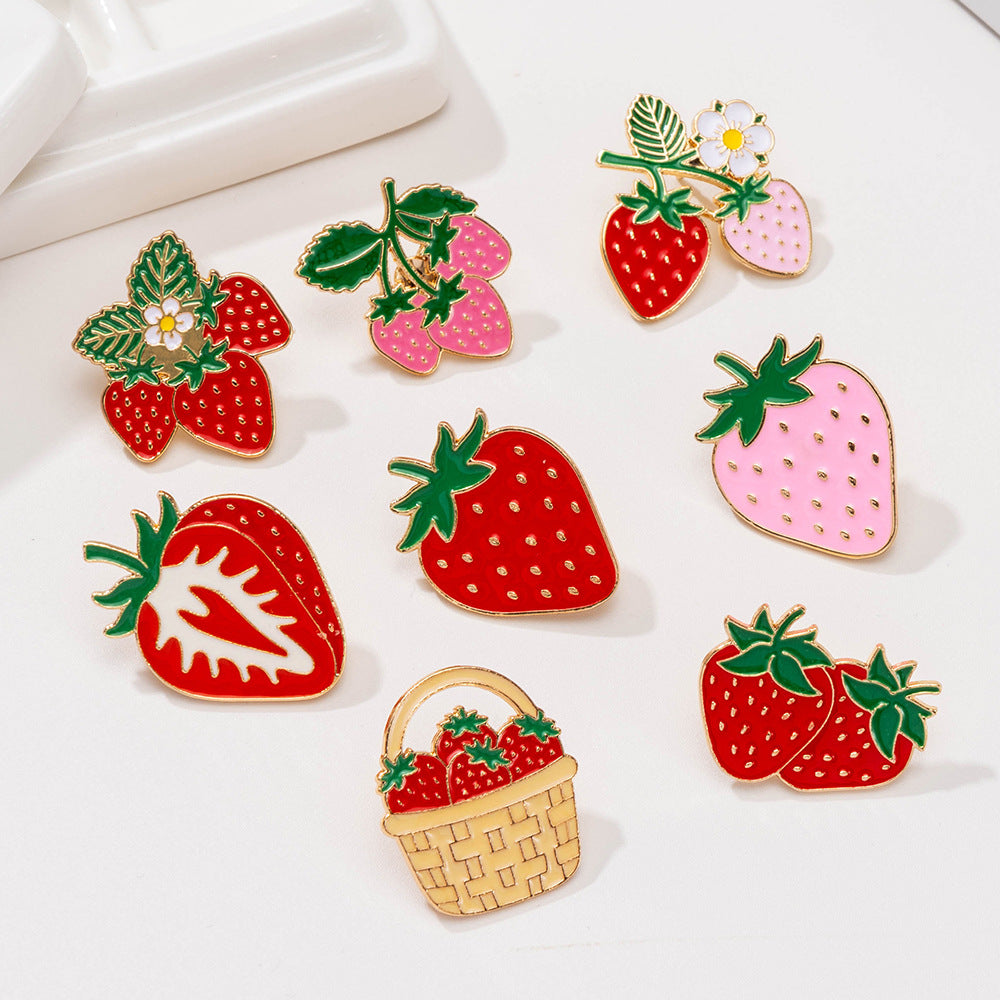 Fruit Pin In Red Alloy With Electroplated Finish