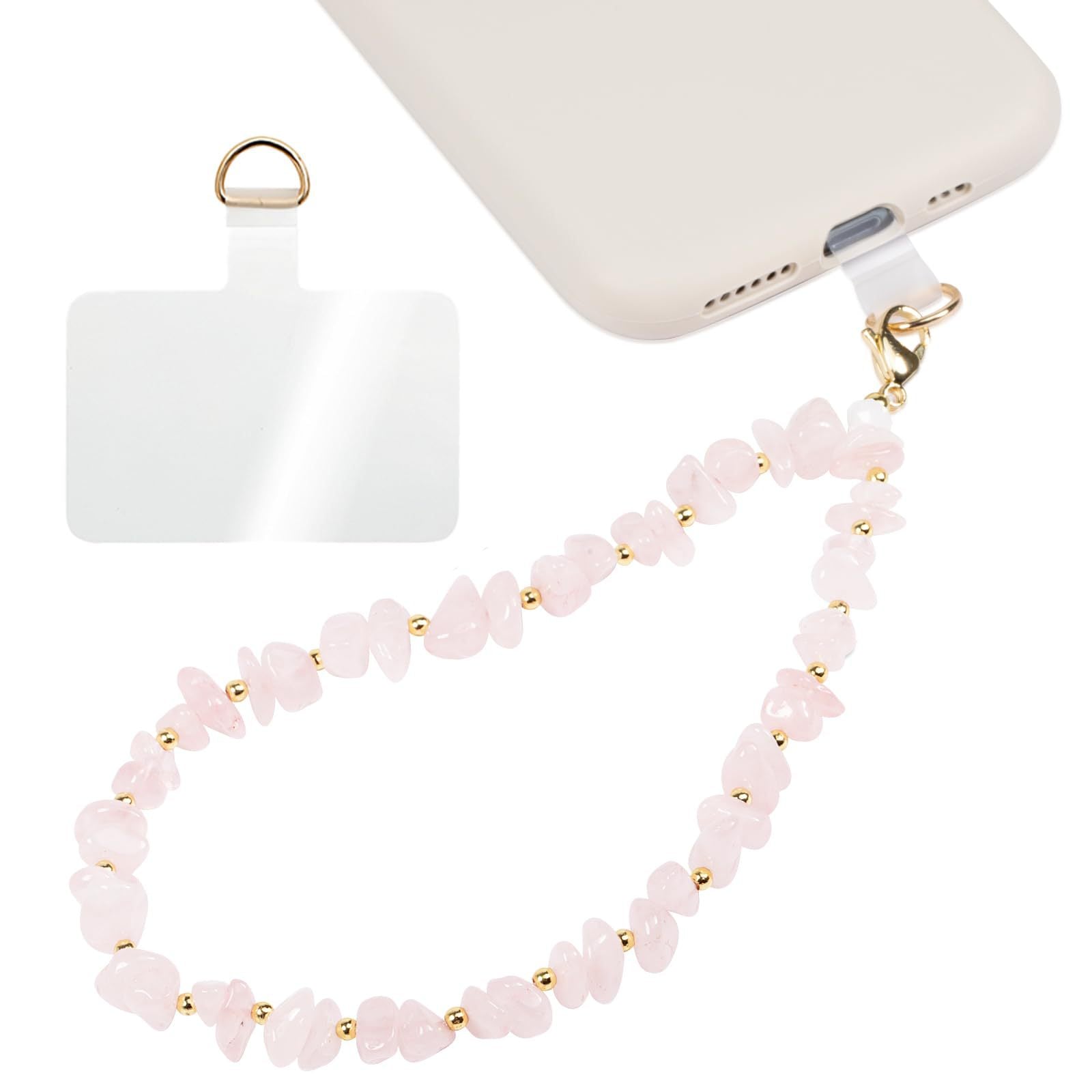 Handmade Irregular Gold Mobile Phone Chain With Natural Stone In Simple Style