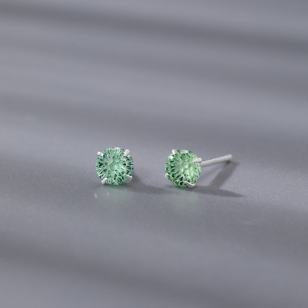 Fireworks Stud Earrings For Women In S999 Silver With Zircon Inlay, Perfect For Daily Wear