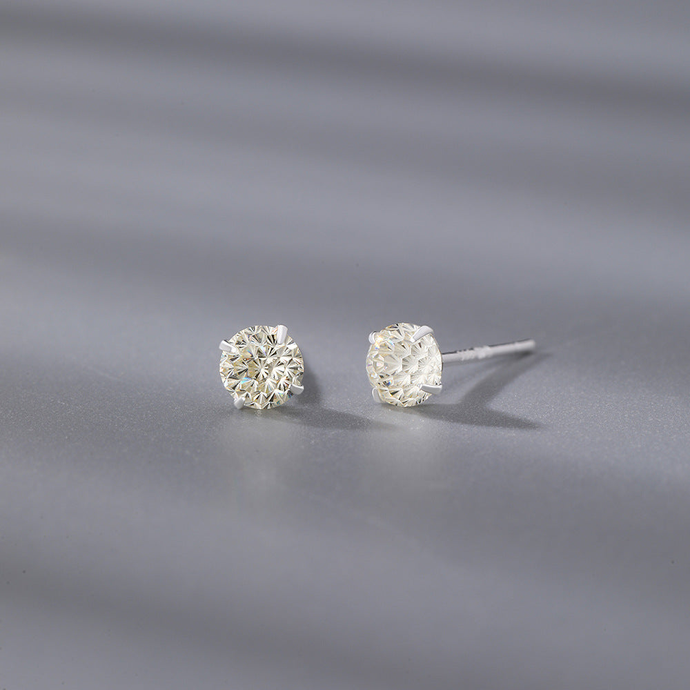 Fireworks Stud Earrings For Women In S999 Silver With Zircon Inlay, Perfect For Daily Wear