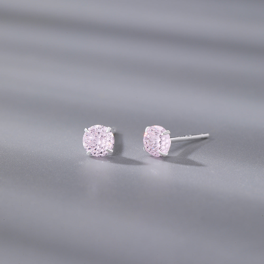Fireworks Stud Earrings For Women In S999 Silver With Zircon Inlay, Perfect For Daily Wear