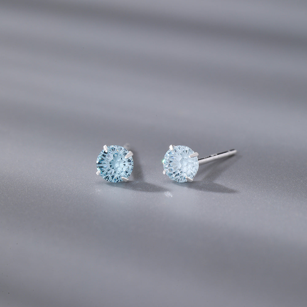 Fireworks Stud Earrings For Women In S999 Silver With Zircon Inlay, Perfect For Daily Wear