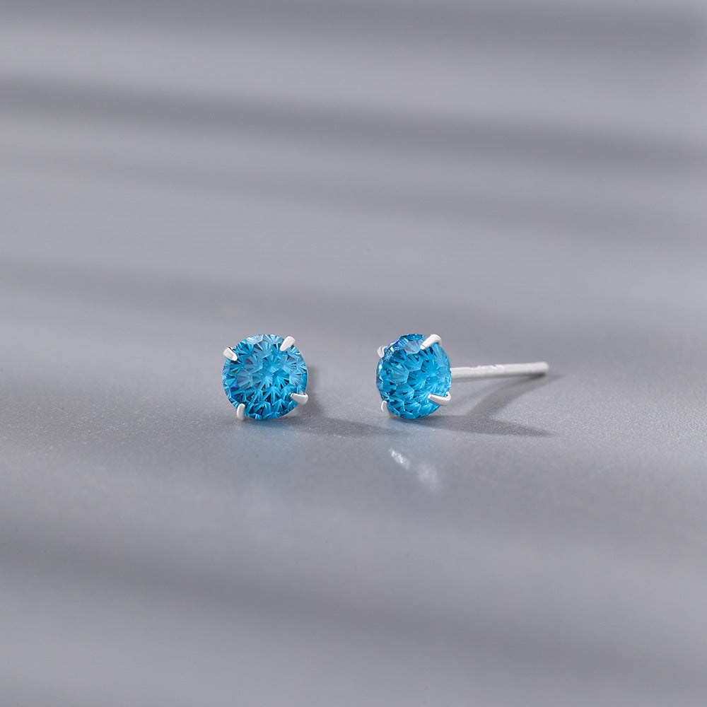 Fireworks Stud Earrings For Women In S999 Silver With Zircon Inlay, Perfect For Daily Wear