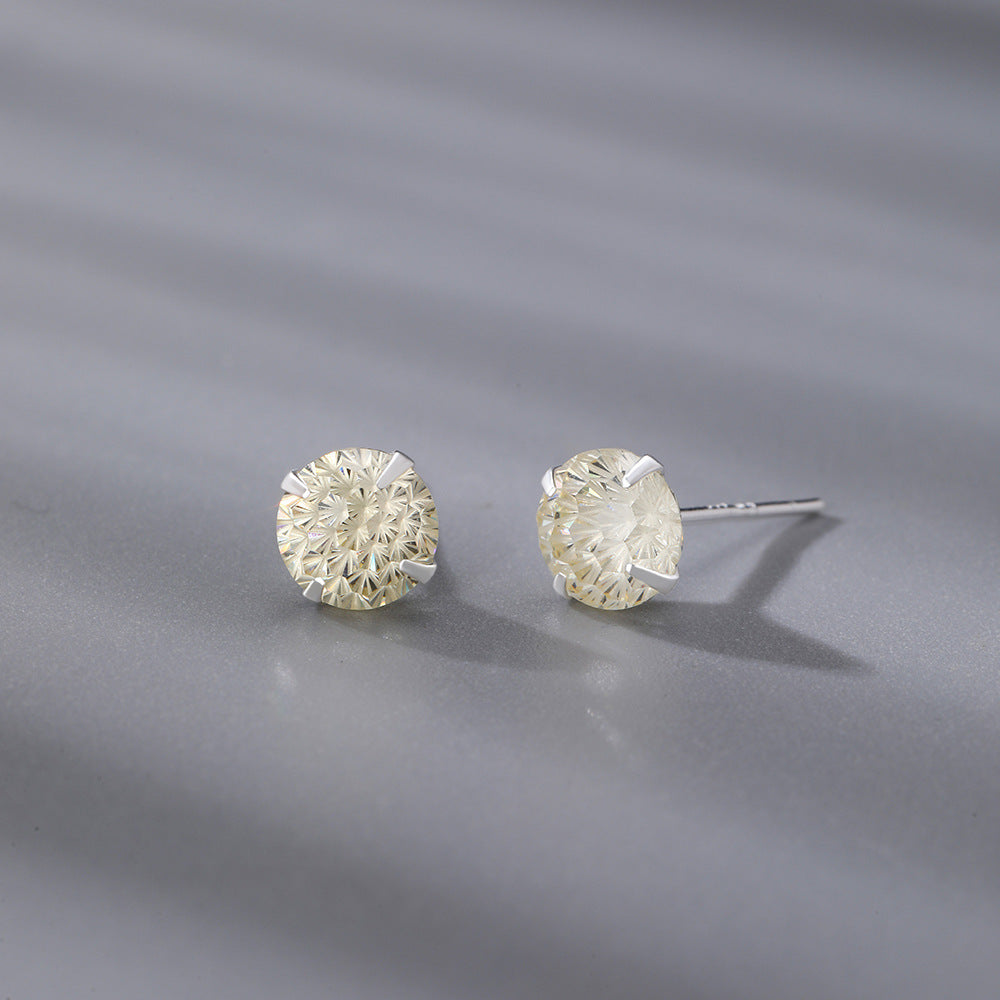 Fireworks Stud Earrings For Women In S999 Silver With Zircon Inlay, Perfect For Daily Wear