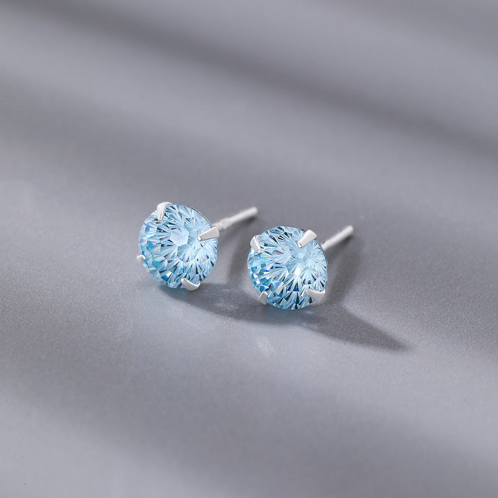 Fireworks Stud Earrings For Women In S999 Silver With Zircon Inlay, Perfect For Daily Wear