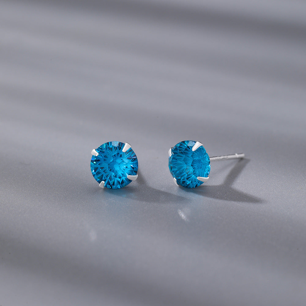 Fireworks Stud Earrings For Women In S999 Silver With Zircon Inlay, Perfect For Daily Wear