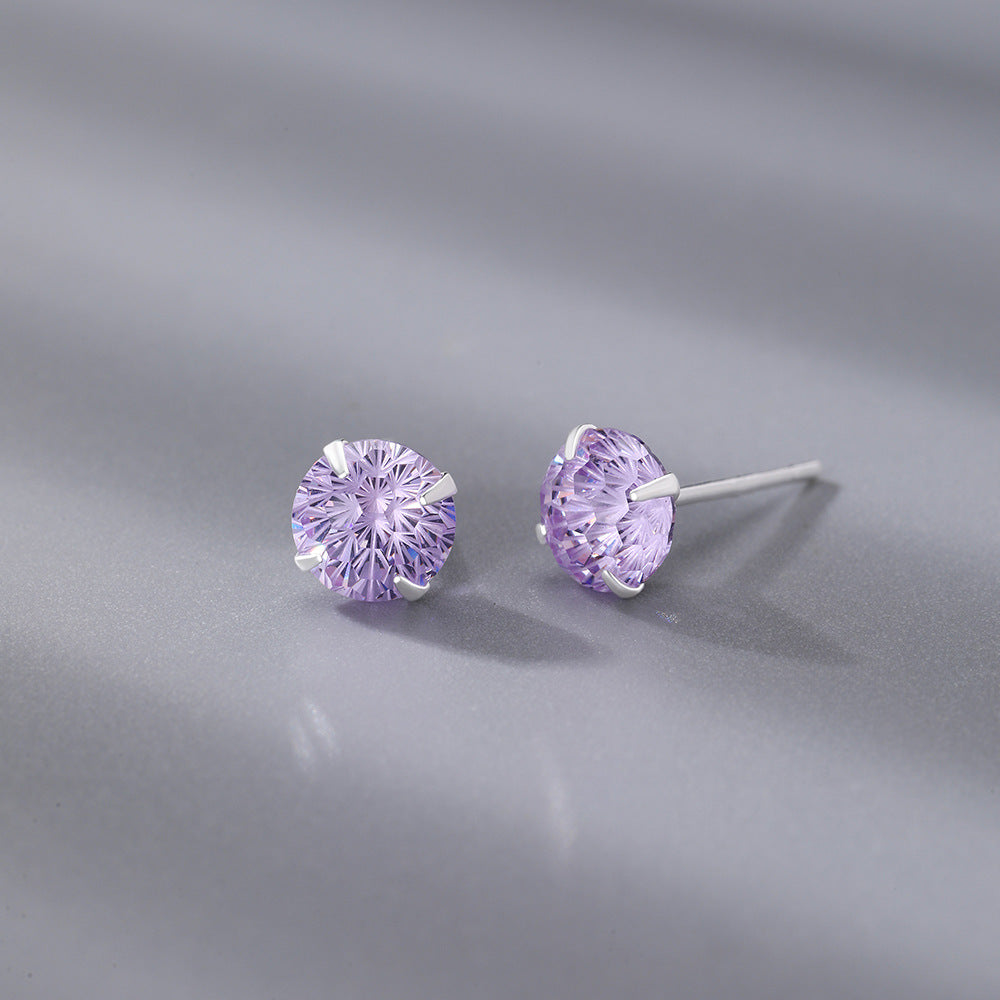 Fireworks Stud Earrings For Women In S999 Silver With Zircon Inlay, Perfect For Daily Wear