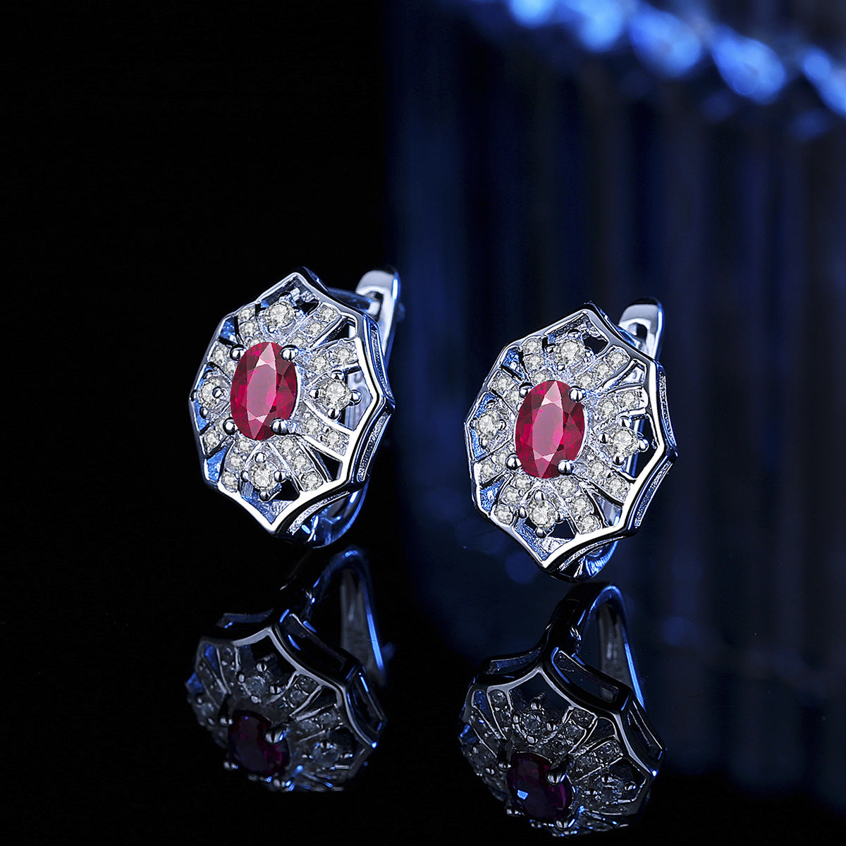 Geometric Stud Earrings For Women In 925 Sterling Silver With Electroplated Gold Plating And Zircon Inlay