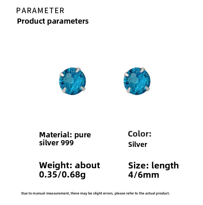 Fireworks Stud Earrings For Women In S999 Silver With Zircon Inlay, Perfect For Daily Wear