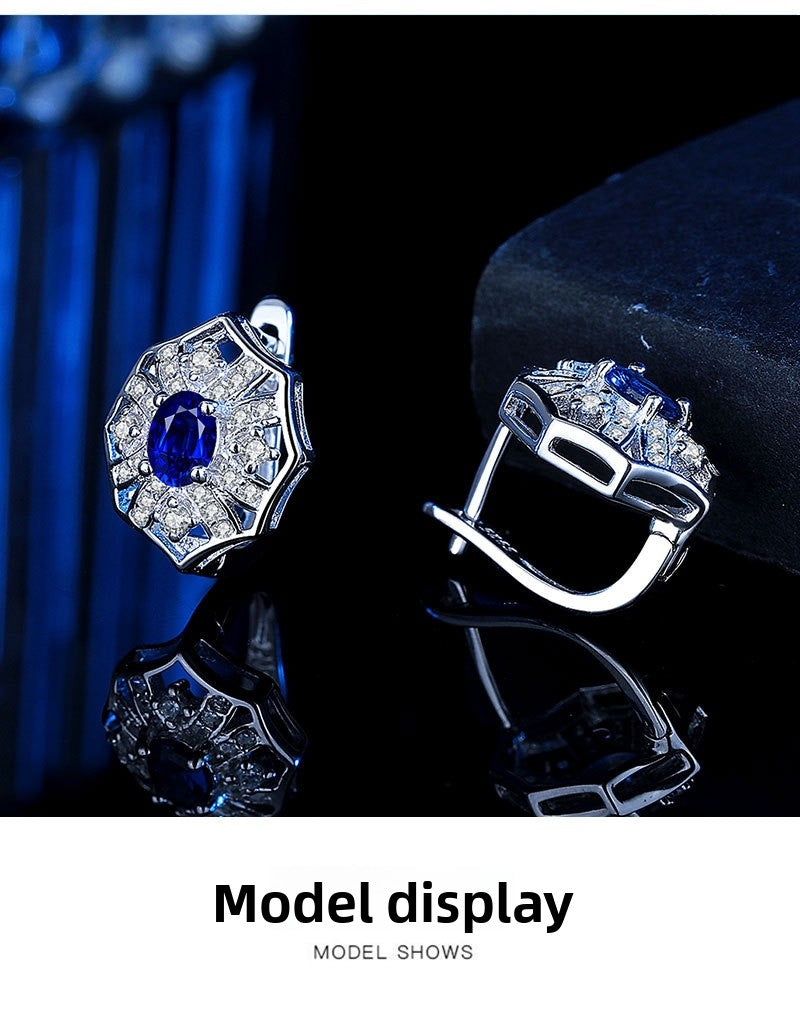 Geometric Stud Earrings For Women In 925 Sterling Silver With Electroplated Gold Plating And Zircon Inlay