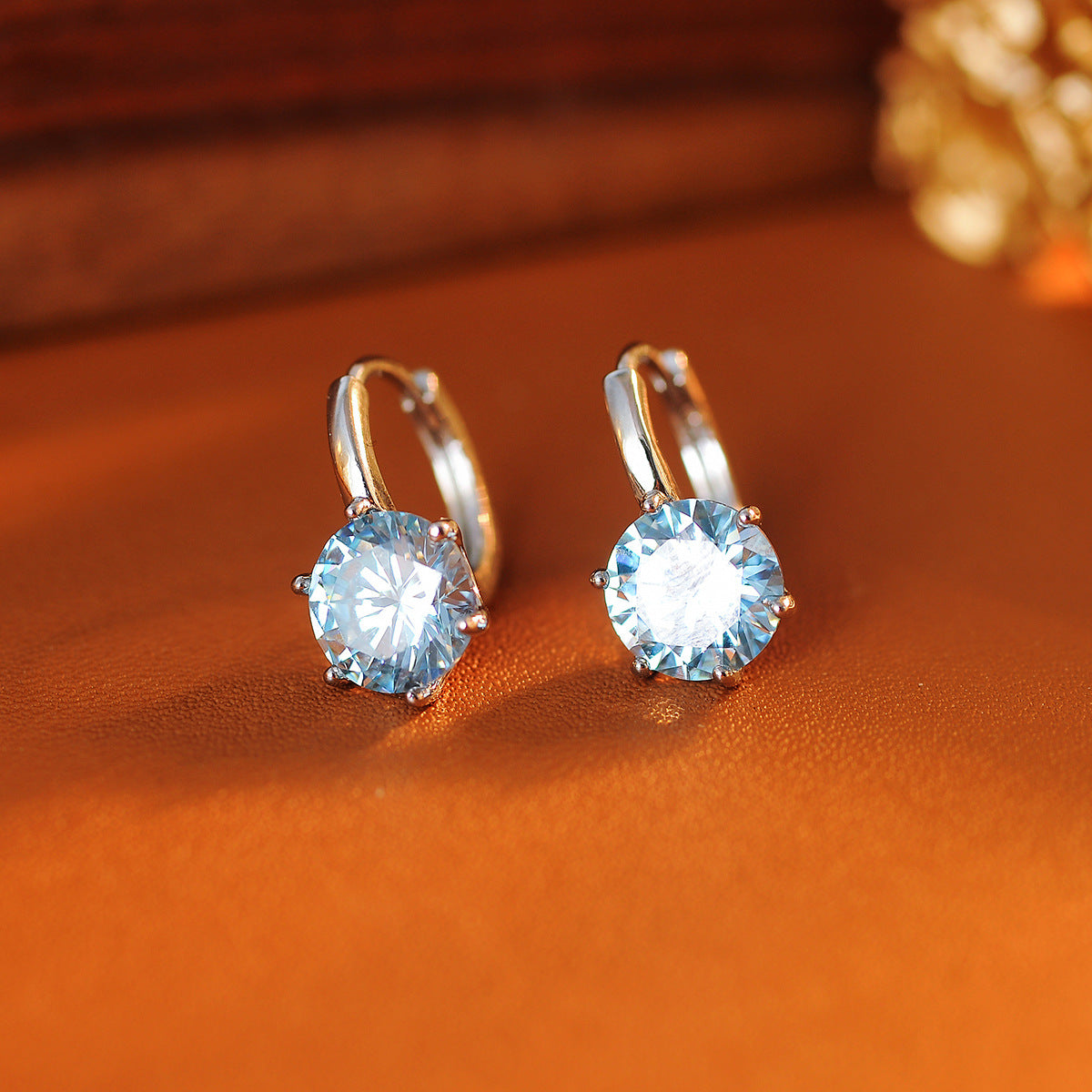 Hexagon Claw Setting Earrings For Women With 304 Stainless Steel Posts, Copper Base, And PVD Coated Zircon Inlay
