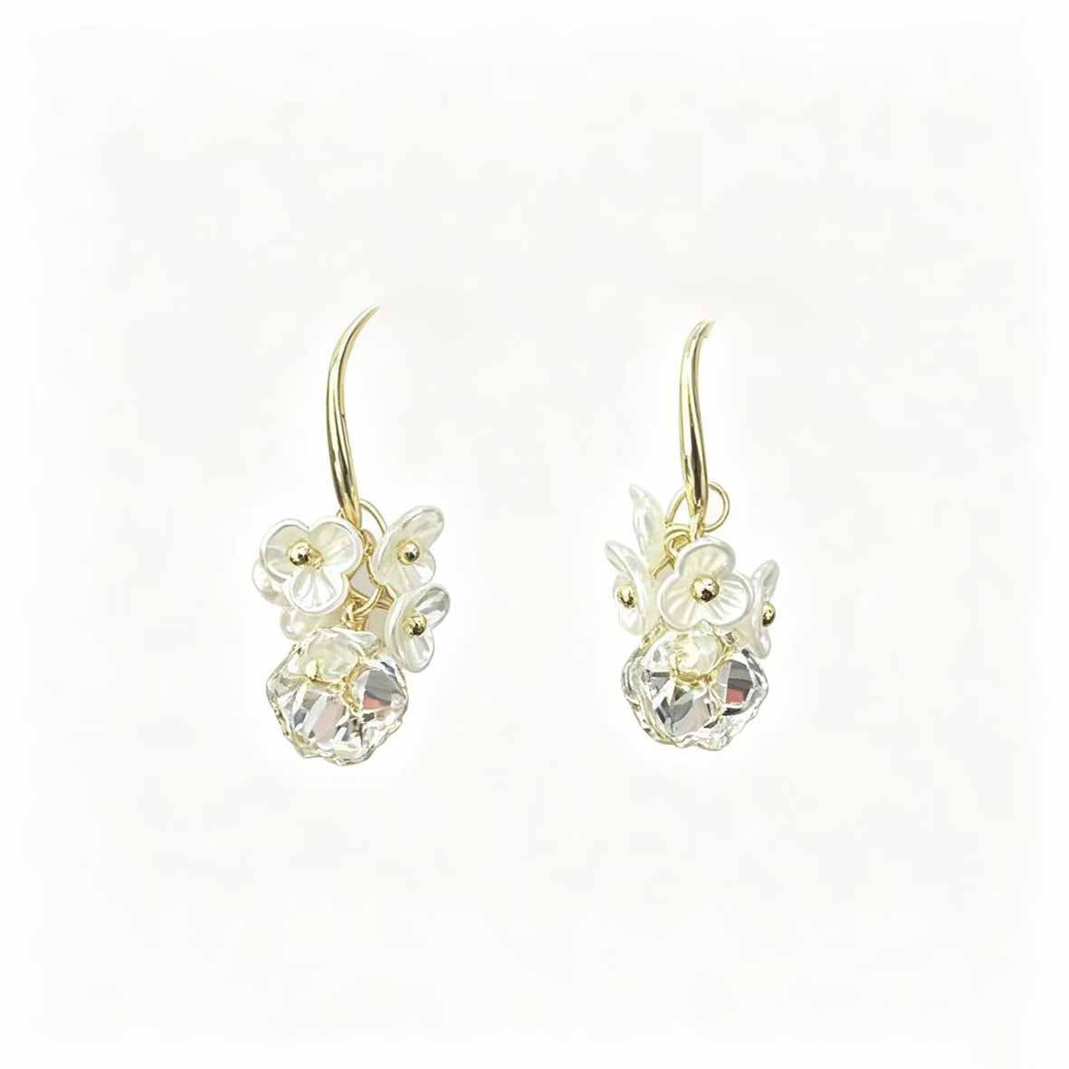 Electroplated Flowers Earrings For Women In Copper With Water Plating And 0.03µm-0.05µm Thickness