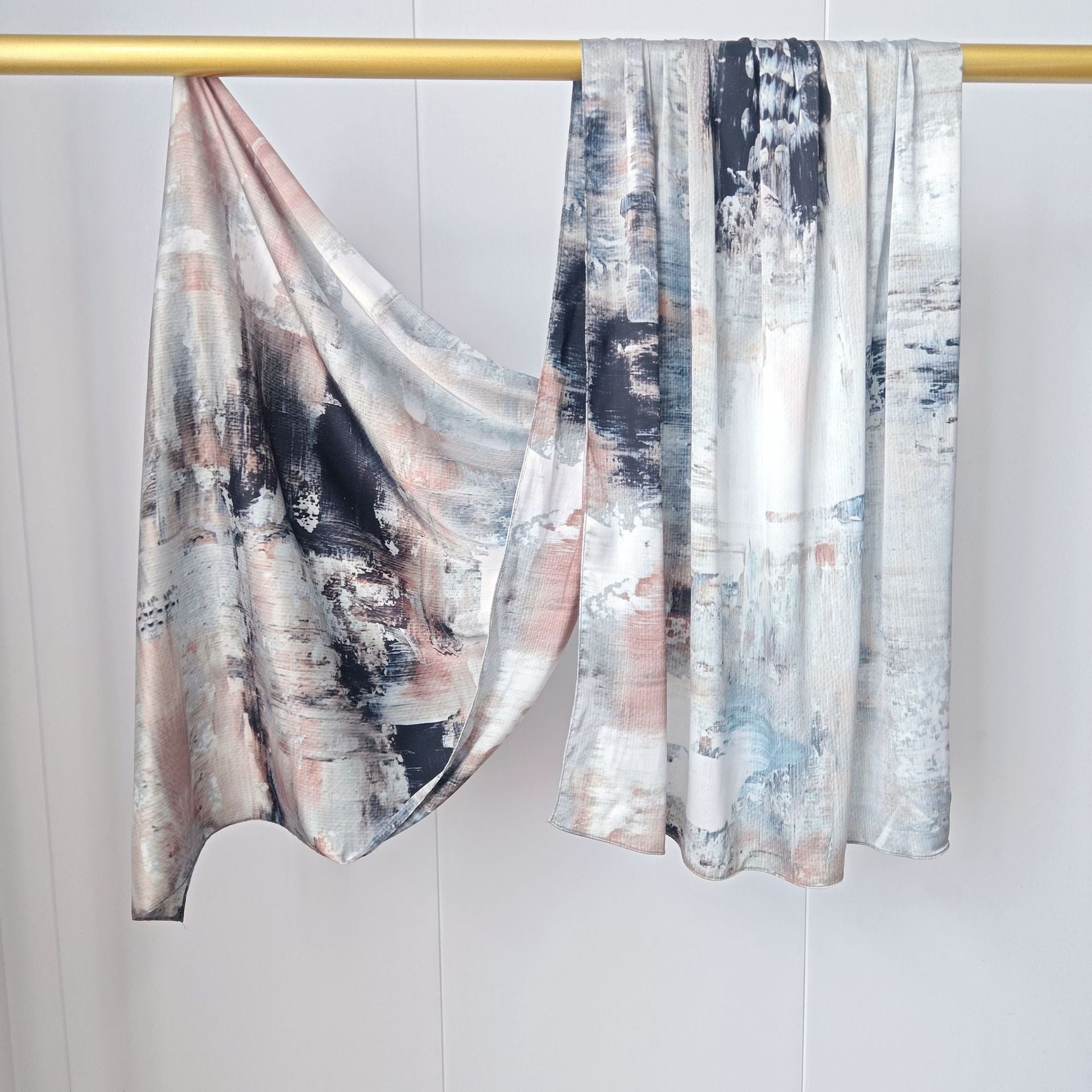 Marble Pattern Satin Scarf For Women, Perfect For Autumn Season
