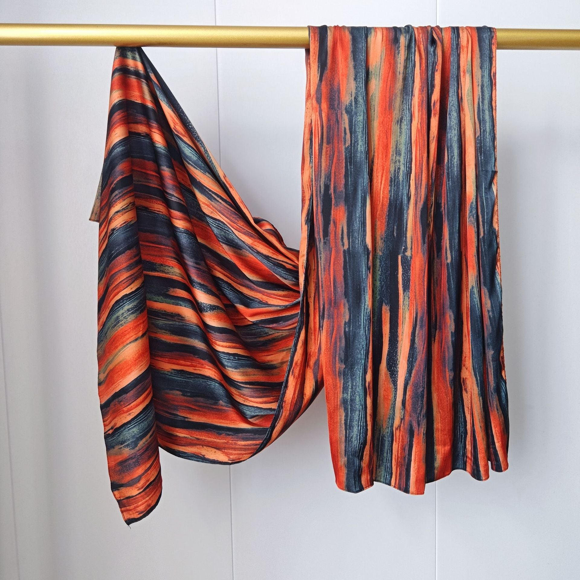 Marble Pattern Satin Scarf For Women, Perfect For Autumn Season