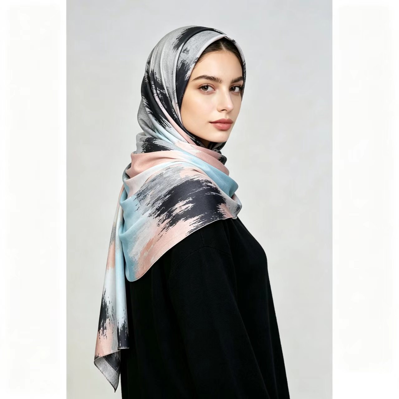 Marble Pattern Satin Scarf For Women, Perfect For Autumn Season