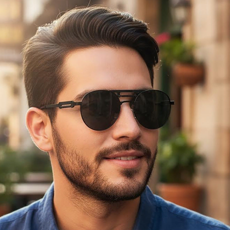 Men's Square Full Frame Sunglasses With PC Lens Material In Dyed Black, Perfect For Summer