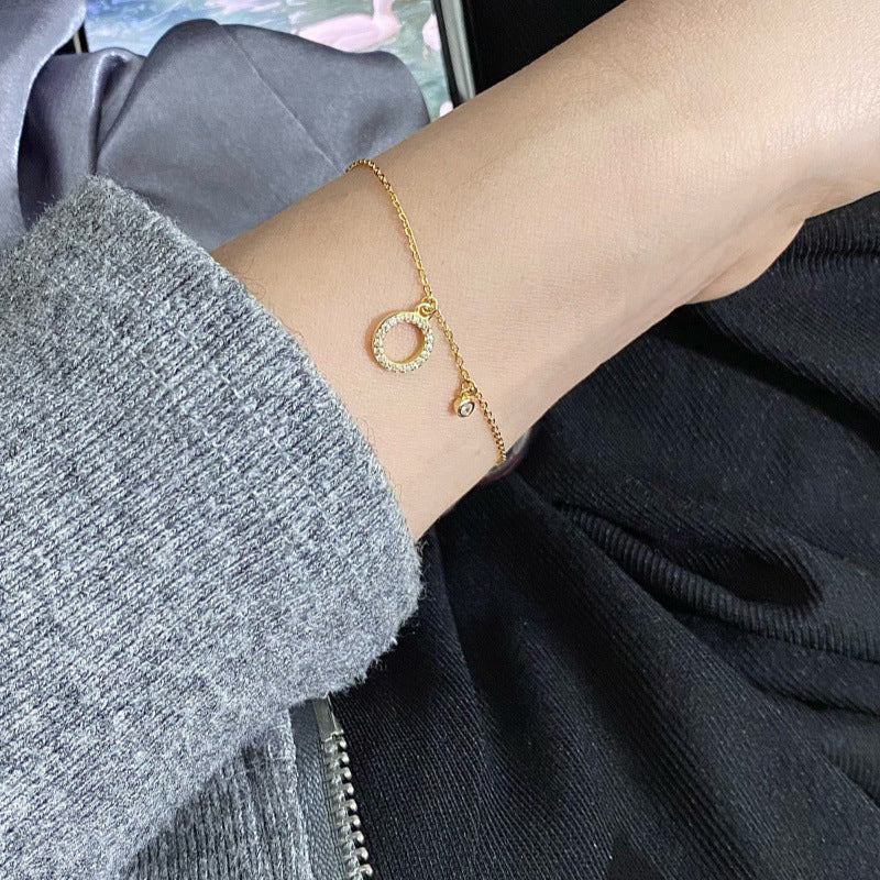 Gold Electroplated 925 Sterling Silver Geometric Bracelet With Artificial Gemstones For Women