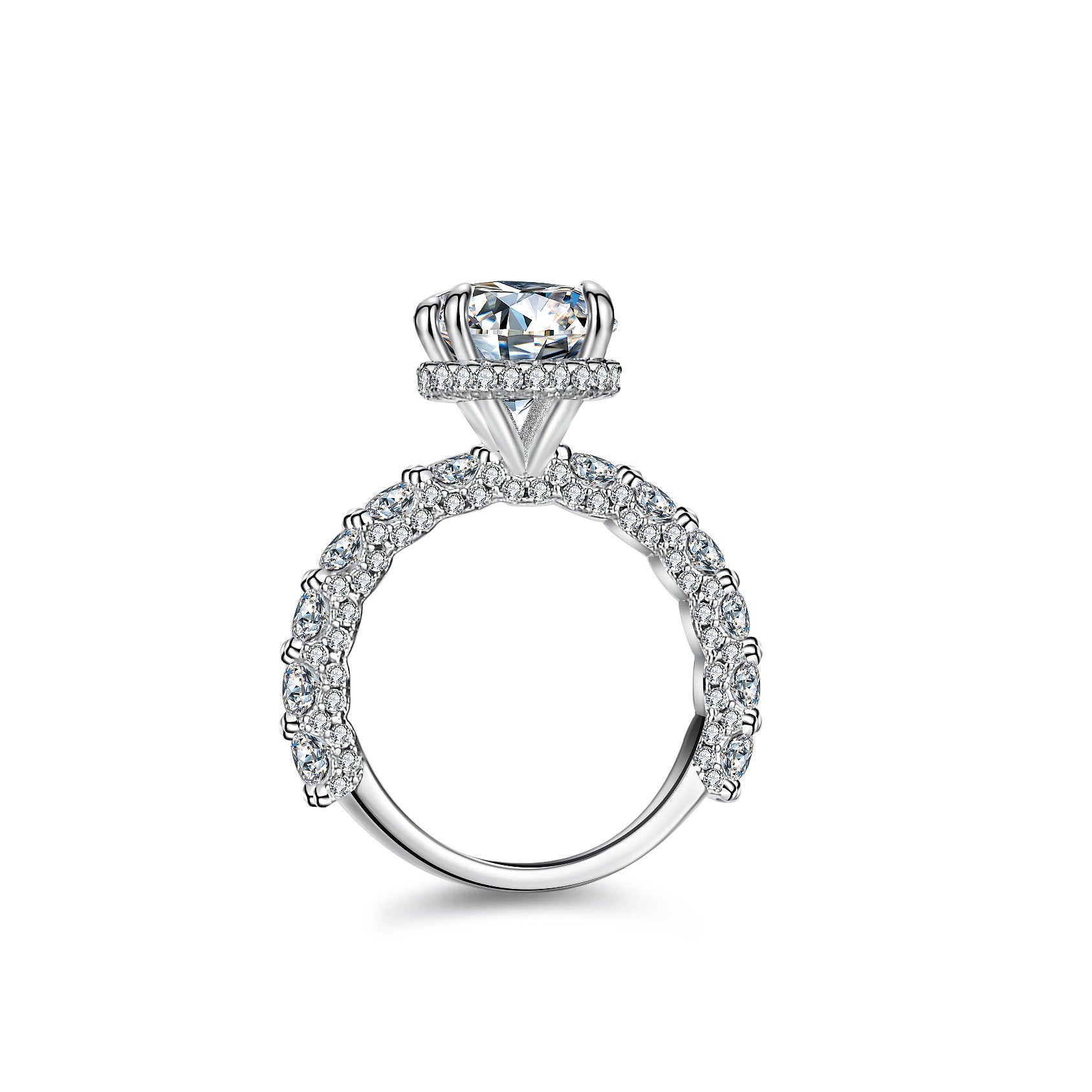 Geometric 925 Sterling Silver Ring For Women With Moissanite Inlay