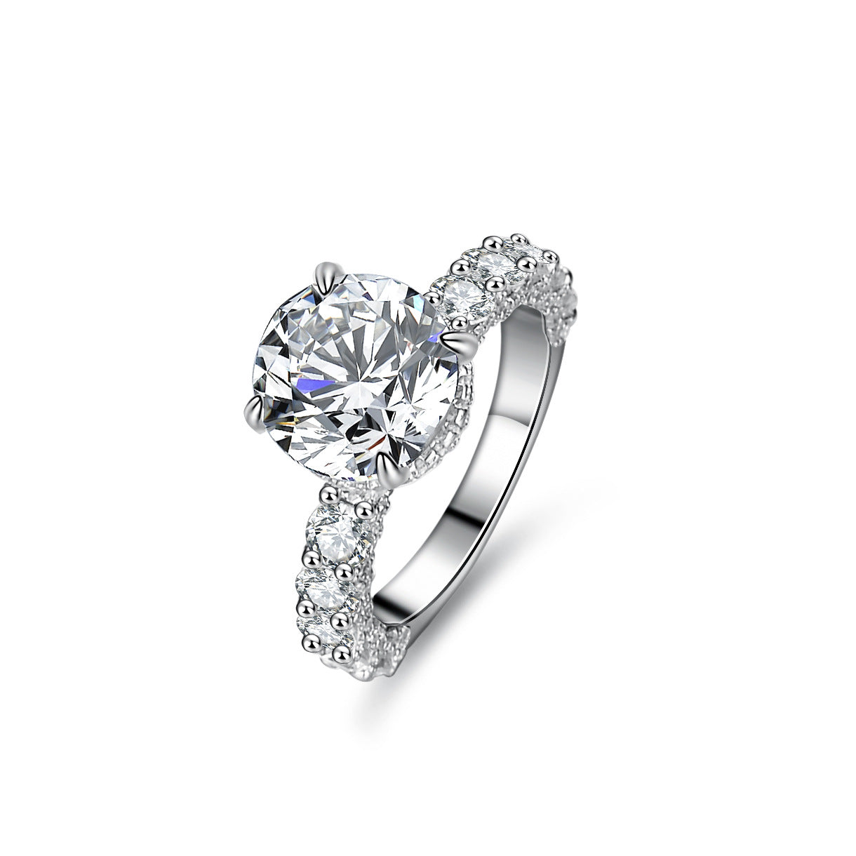 Geometric 925 Sterling Silver Ring For Women With Moissanite Inlay