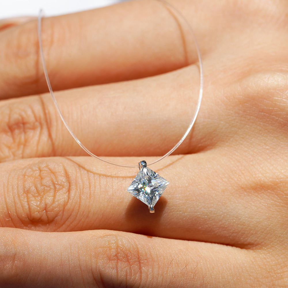 1.0ct Moissanite Mermaid Pendant Necklace For Women In 925 Sterling Silver, Perfect For Wedding