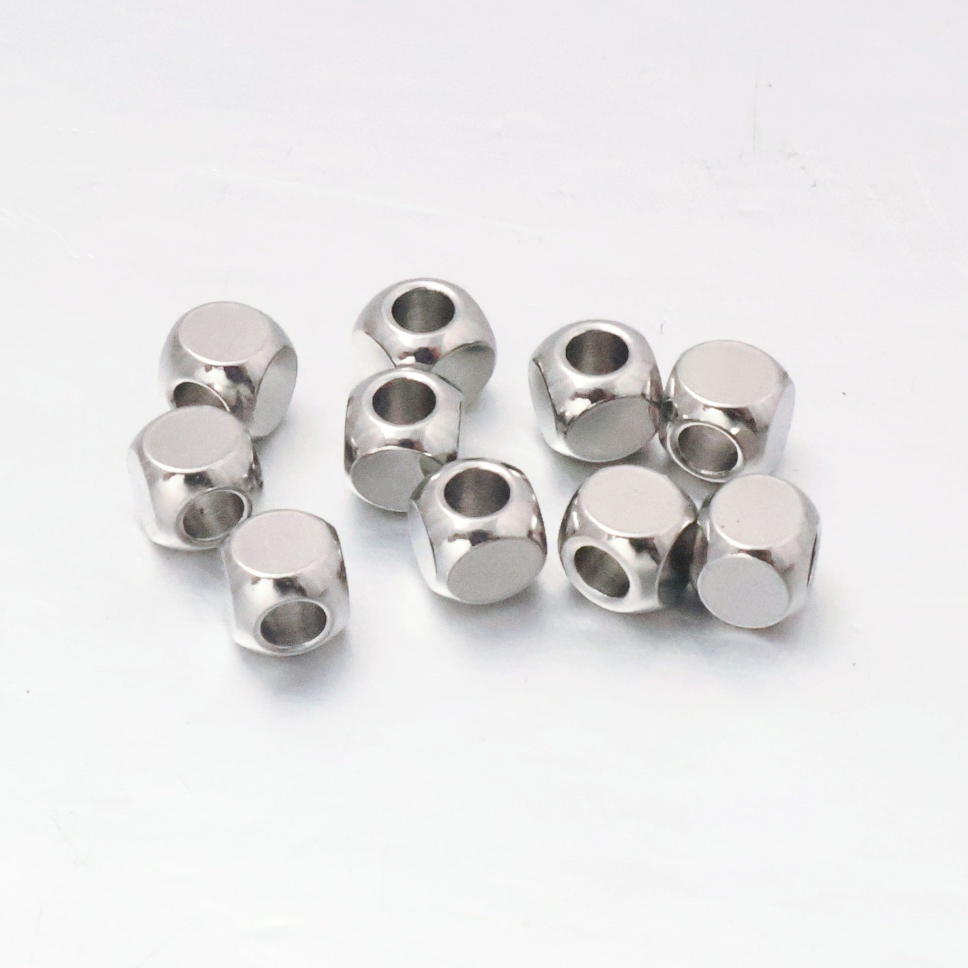 Geometric 304 Stainless Steel Beads With 2~2.9mm Hole Size In Steel Color For Jewelry Accessories