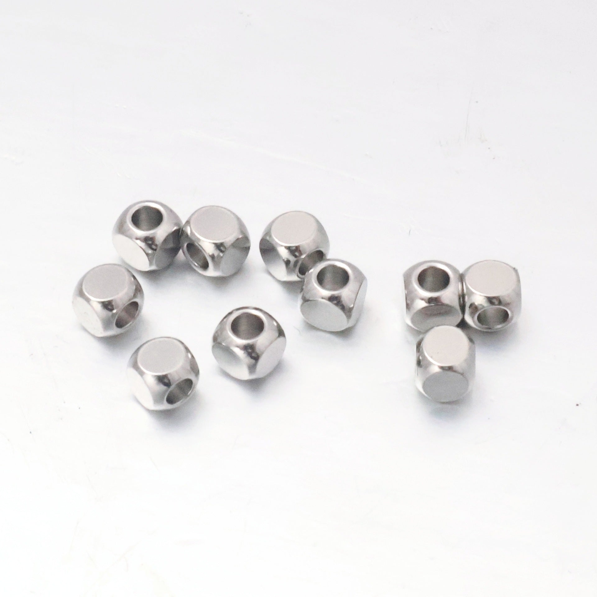 Geometric 304 Stainless Steel Beads With 2~2.9mm Hole Size In Steel Color For Jewelry Accessories