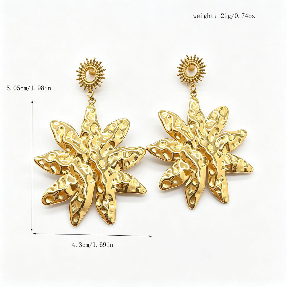Flowers Earrings For Women Featuring 18K Real Gold Plated Design With 304 Stainless Steel Ear Pins