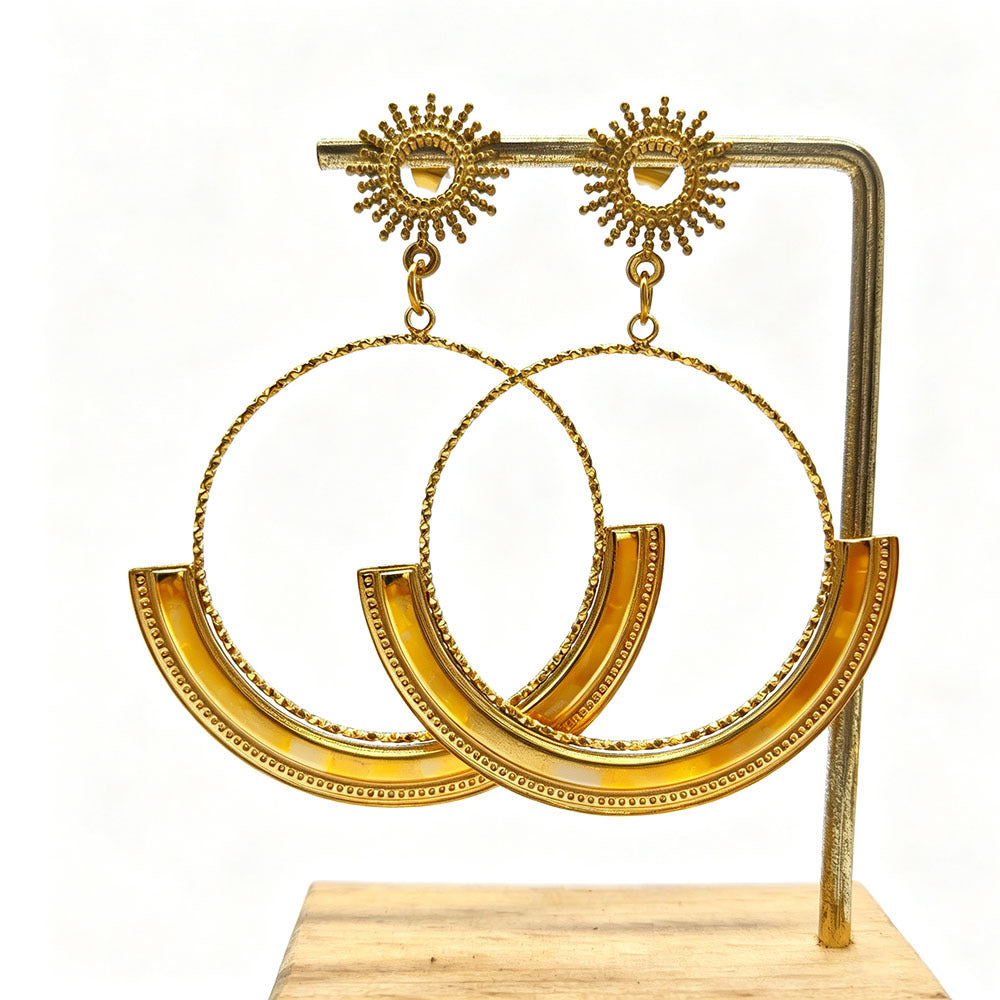 Flowers Earrings For Women Featuring 18K Real Gold Plated Design With 304 Stainless Steel Ear Pins