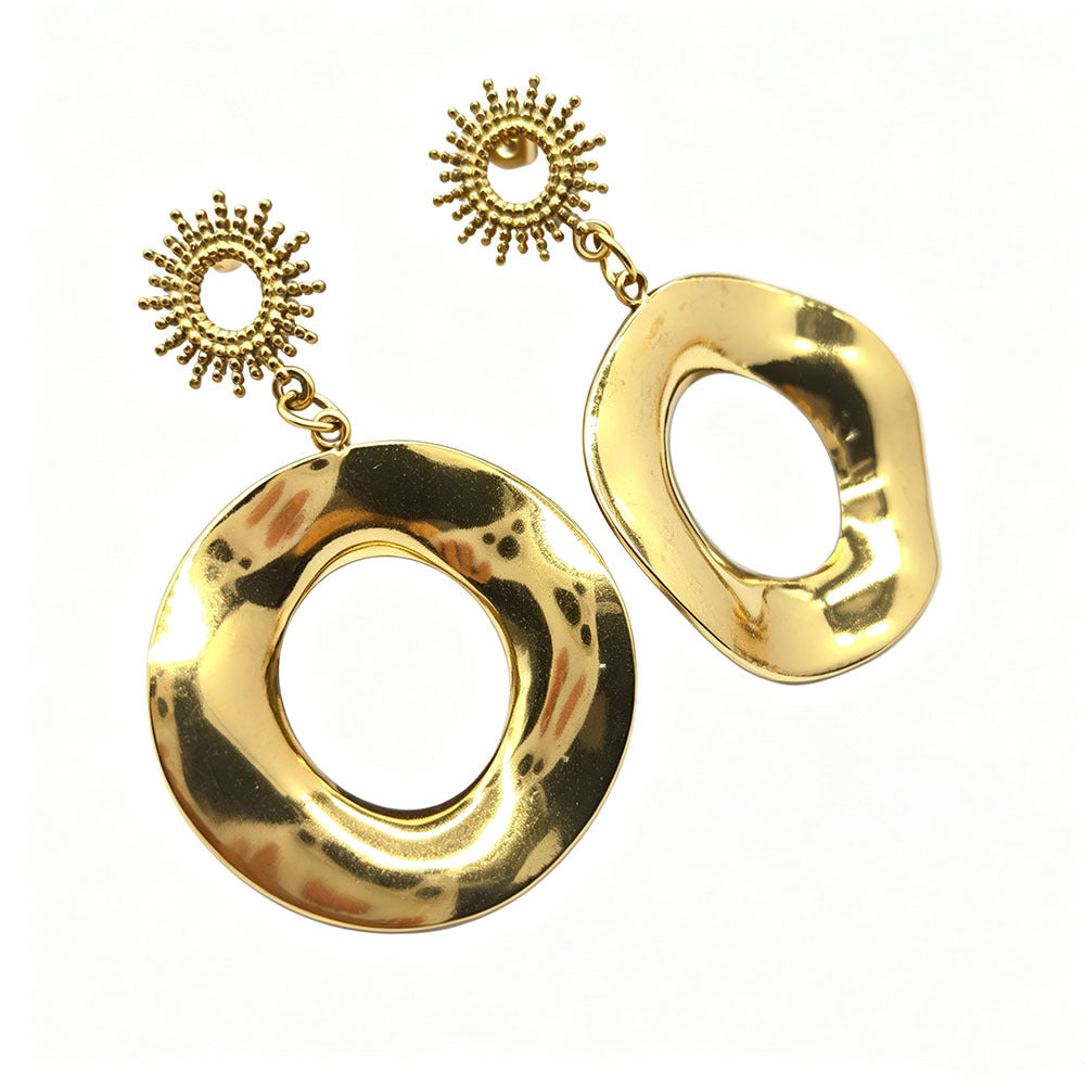 Flowers Earrings For Women Featuring 18K Real Gold Plated Design With 304 Stainless Steel Ear Pins