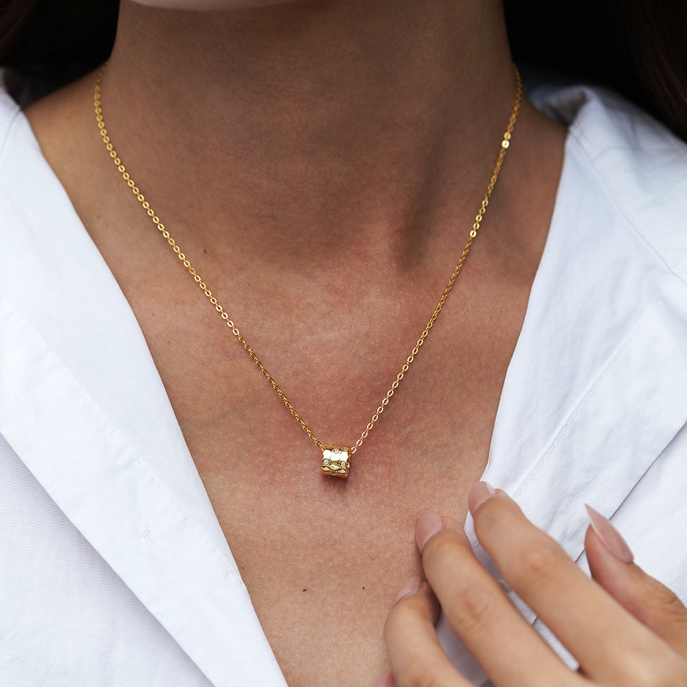 Honeycomb Necklace For Women In 925 Sterling Silver With Moissanite Inlay And Silver Cable Chain
