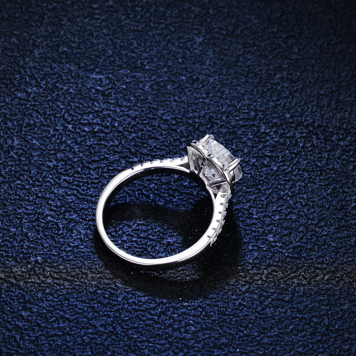 Simple Style Heart Shape Ring For Women In 925 Sterling Silver With Moissanite Inlay, Silver