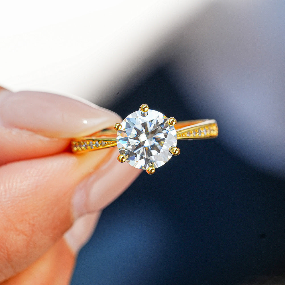 New Style Crown Ring For Women In 925 Sterling Silver With Moissanite Featuring Claw Setting