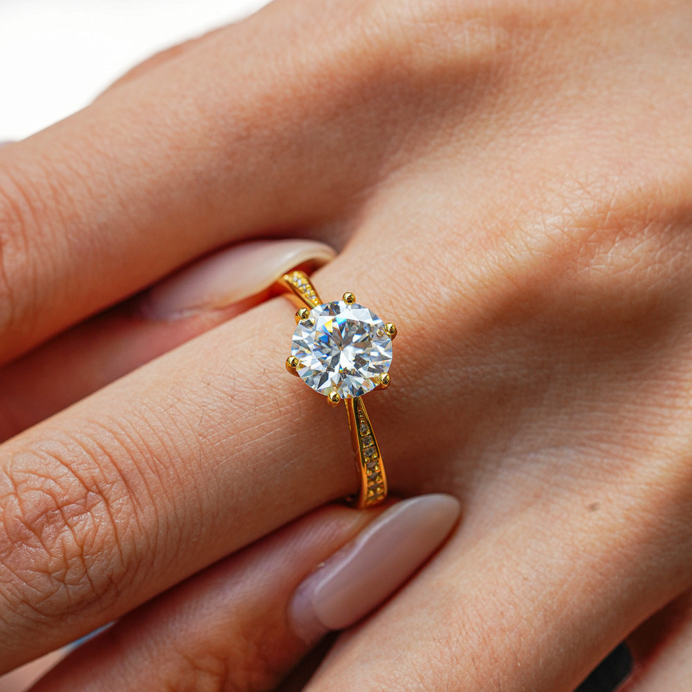 New Style Crown Ring For Women In 925 Sterling Silver With Moissanite Featuring Claw Setting