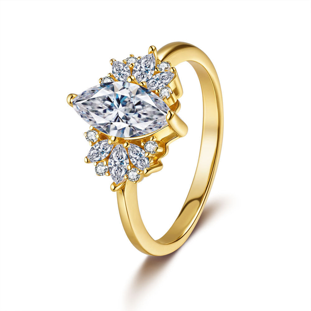 New Style Rhombus Ring For Women In 925 Sterling Silver Featuring Moissanite Inlay, Perfect For Summer