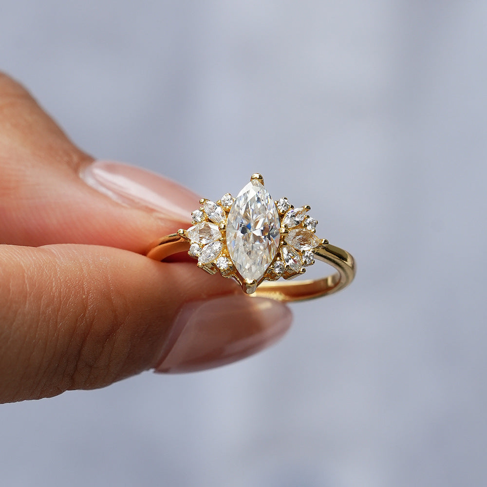 New Style Rhombus Ring For Women In 925 Sterling Silver Featuring Moissanite Inlay, Perfect For Summer