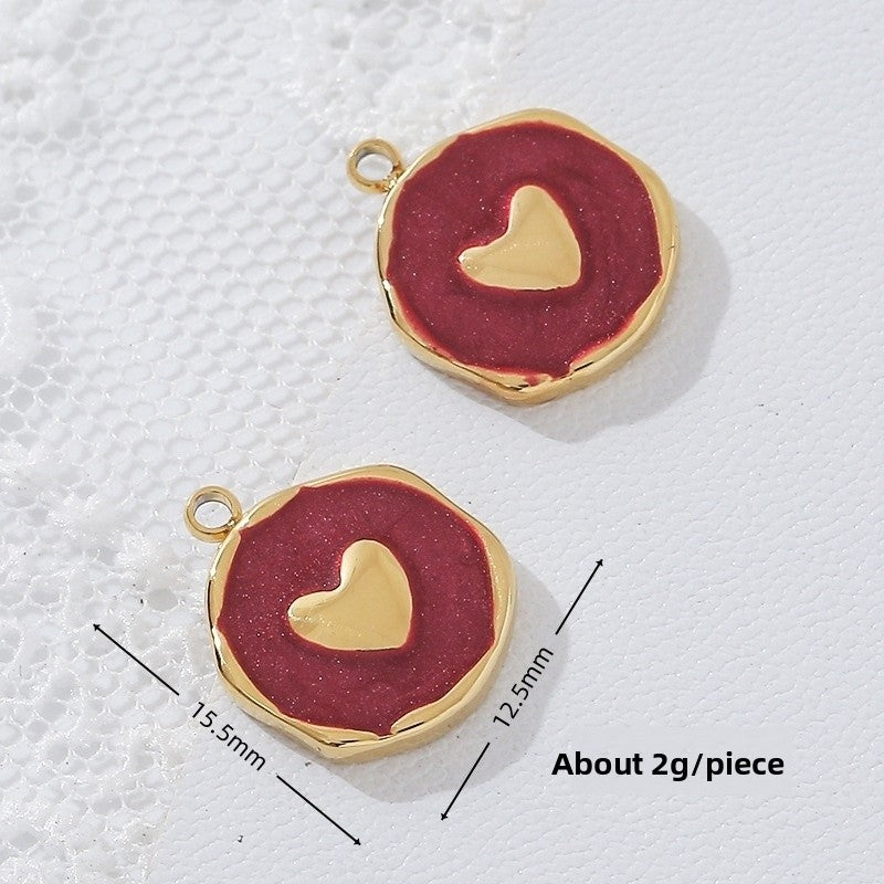 Heart Shape Pendant Made Of Titanium Steel Featuring Electroplated 18K Real Gold Plating In A Cute Style