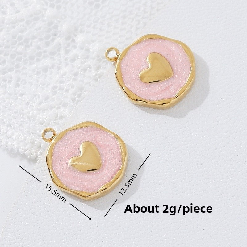 Heart Shape Pendant Made Of Titanium Steel Featuring Electroplated 18K Real Gold Plating In A Cute Style