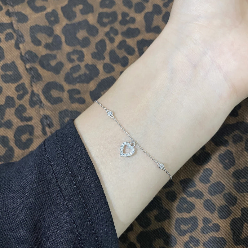 Heart Shape Bracelet For Women In 18K Real Gold Plated 925 Sterling Silver With Artificial Gemstones, Gold Color