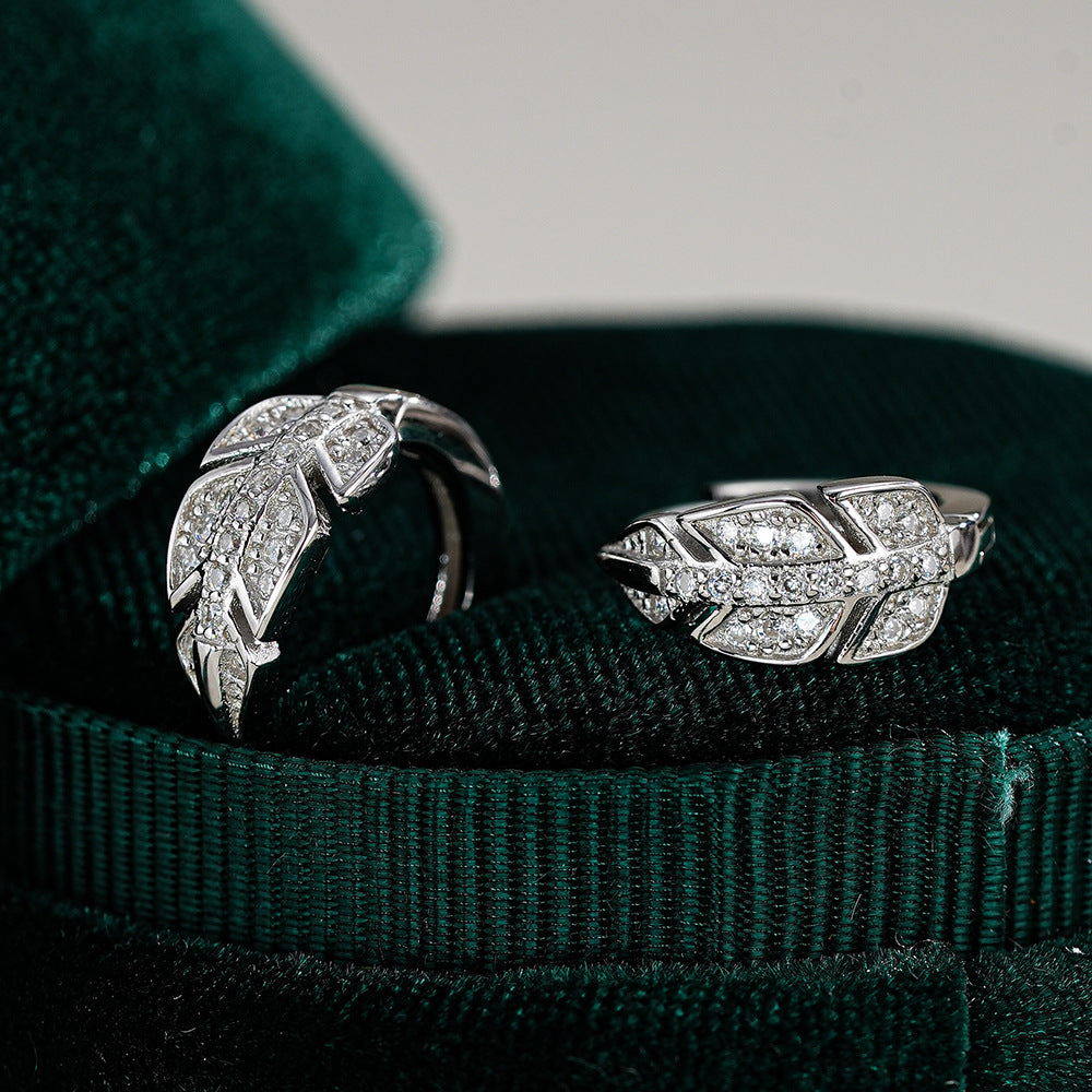 Maple Leaf Stud Earrings For Unisex In 925 Sterling Silver With Moissanite Inlay