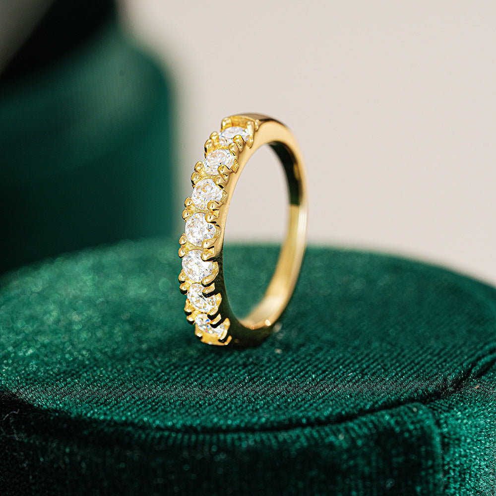 New Style Geometric Women’s Ring In 925 Sterling Silver With Moissanite Inlay, Available In Gold