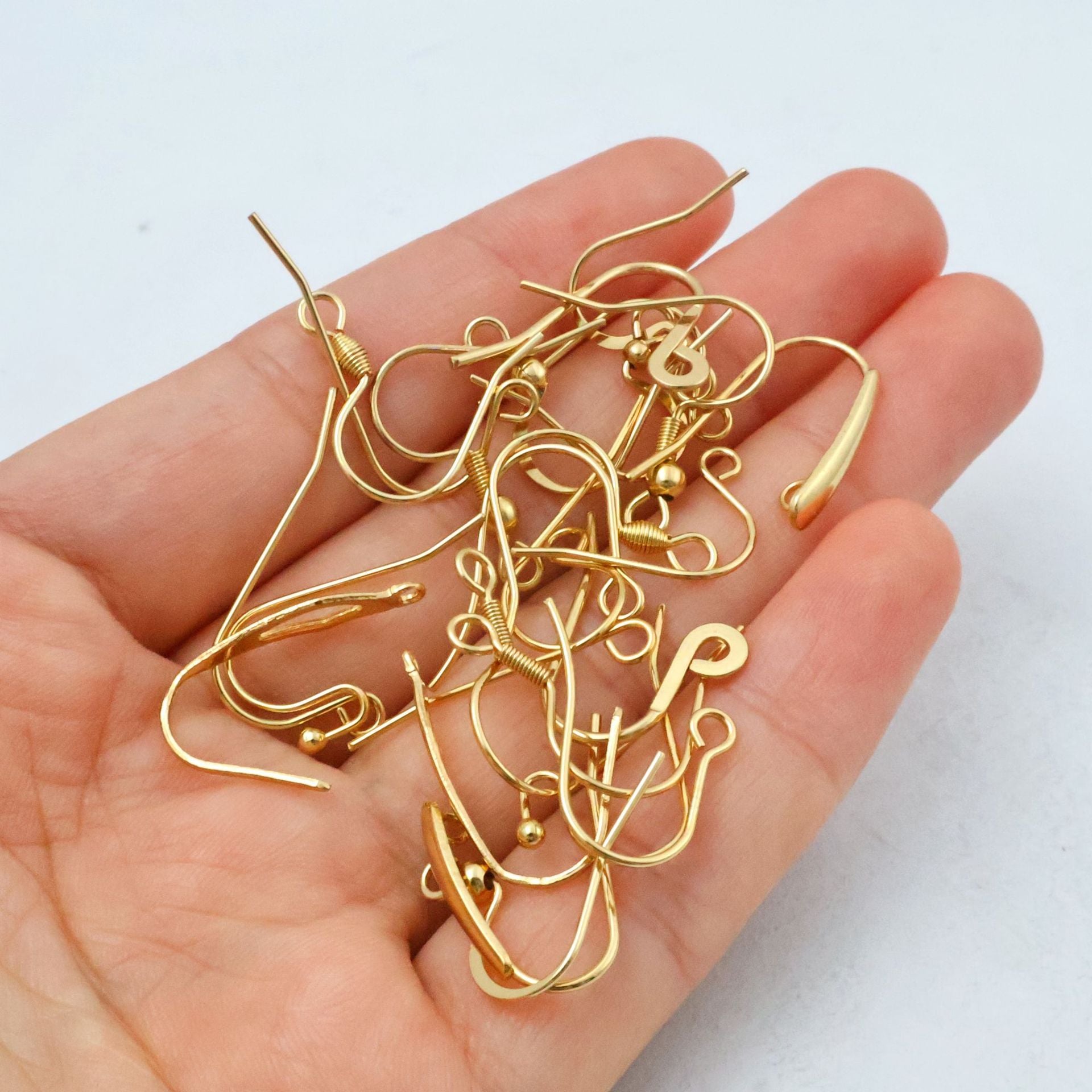 Metal Hook Earring Findings With 18K Real Gold Plated Electroplated Finish In Gold For Commute Jewelry Accessories