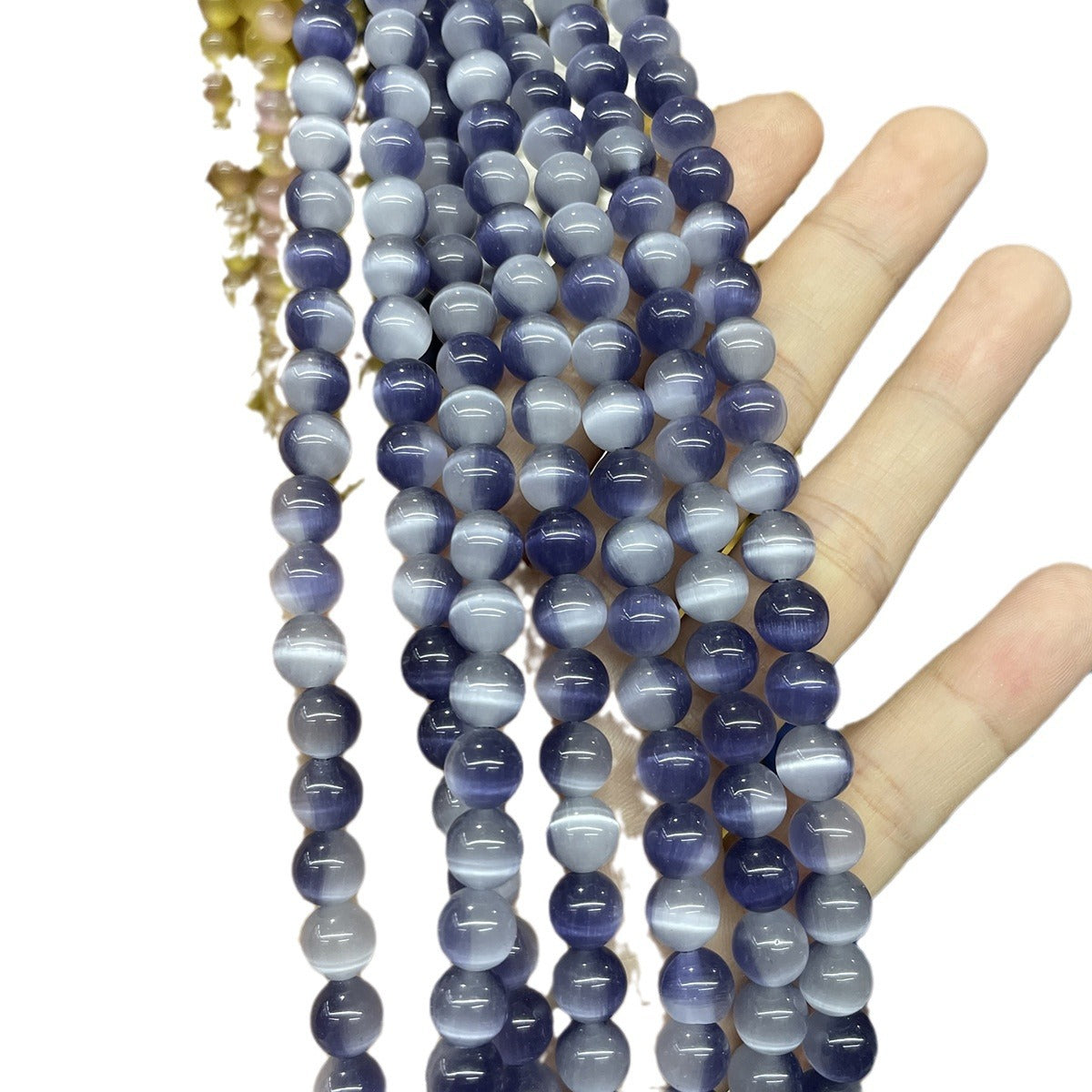 Color Block Beads With Cat's Eye Stone Inlay, Diameter 8mm, Featuring Precise Cutting Craftsmanship
