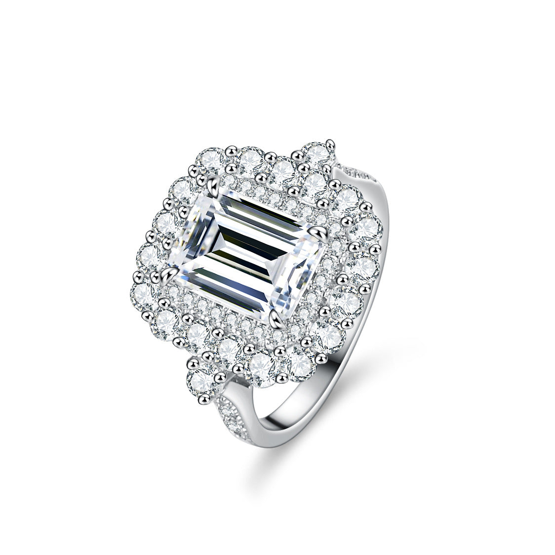 Asymmetrical 925 Sterling Silver Women’s Ring With Moissanite Inlay In Silver, Perfect For Summer